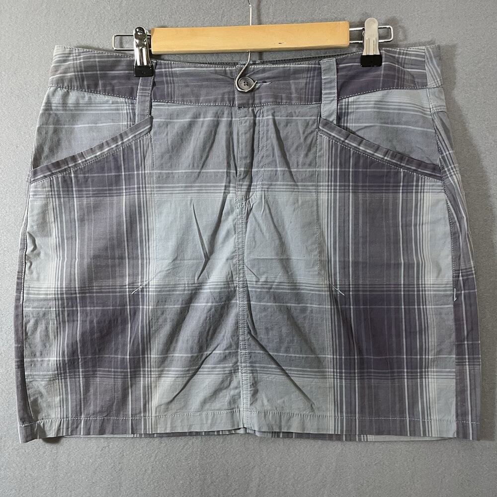 Womens Size 10 Horny Toad Organic Cotton Sidekick Plaid Skirt Grey